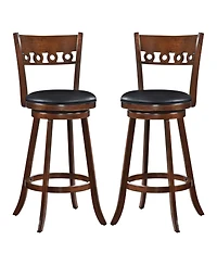 Gouun Set of 2 Swivel Bar Stools with Rubber Wood Frame- inches