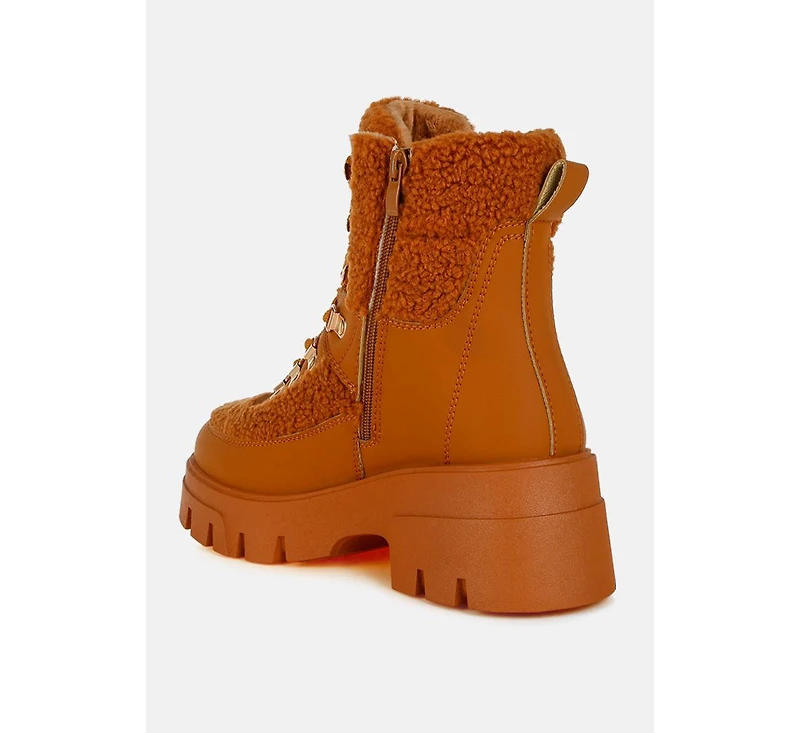 Wellerman Faux Fur Detail Chunky Hiker Boots