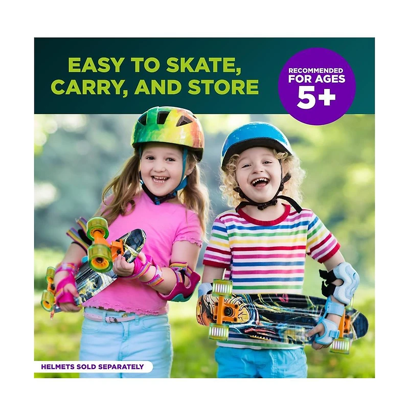Hurtle 6'' Pp Deck Skateboard, Mini Cruiser Skateboard for Kids, Teens, and Adults