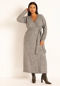 Eloquii Women's Plus Sweater Wrap Dress