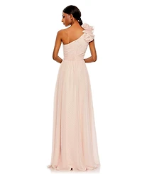 Women's Polka Dot Ruffled One Shoulder Gown