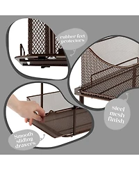 Sorbus 2 Pack 2 Tier Baskets with Mesh Sliding Drawers - Ideal Cabinet, Under the Sink, etc - Great for Bathroom, Kitchen, Office
