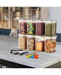 Sorbus 8 Pack (1.6L/54.10 Oz) Airtight Food Storage Containers with Locking Lids, Measuring Spoons & Labels
