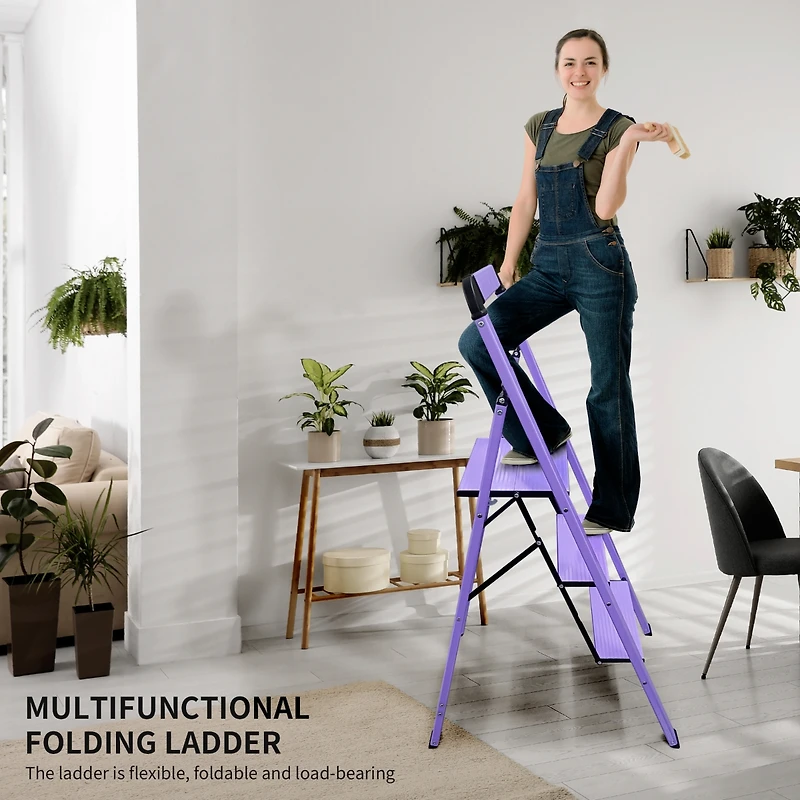 3 - Step Aluminum Folding Step Stool For Home and Garden