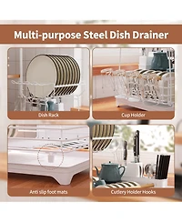 Mega Casa Double-layer Bamboo Dish Rack For Home Kitchen