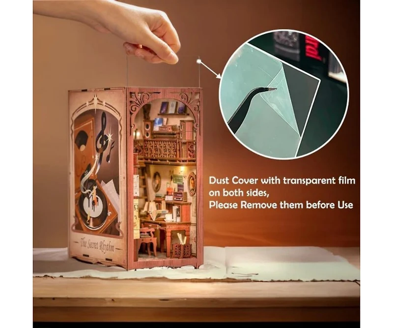 Cutebee Diy Book Nook Kit, Bookshelf Insert Decor Diy Miniature Music House Dollhouse Kit for Adults and Teens, Booknook Model Build Creativity Gift K