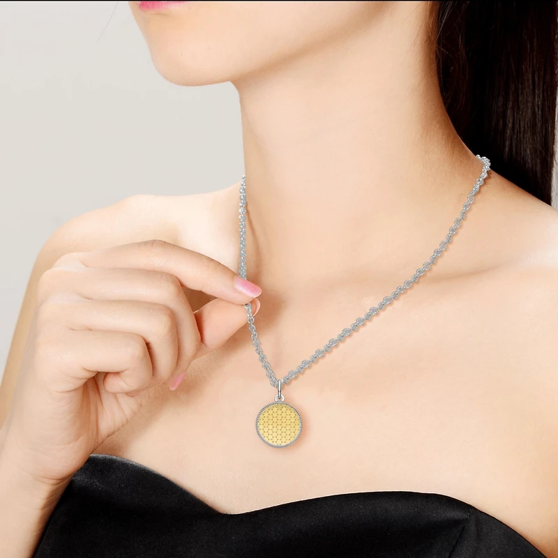Eternal Harmony Two-Tone Circle Pendant Necklace