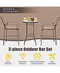 Gouun 3 Pieces Outdoor Patio Bar Table Stool Set