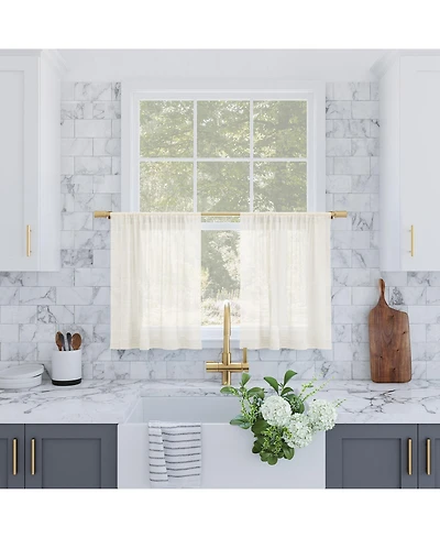 Slub Textured Linen Blend Cafe Curtain Pair