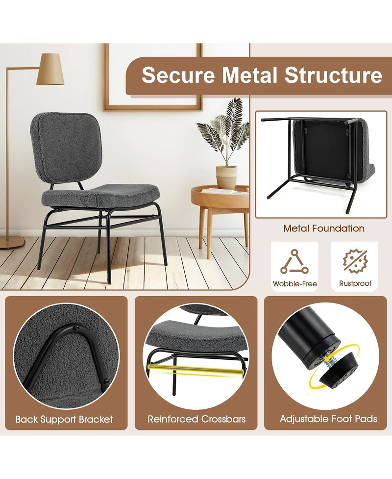 Gouun Upholstered Accent Chair Sherpa Reading Chair with Sponge Padding