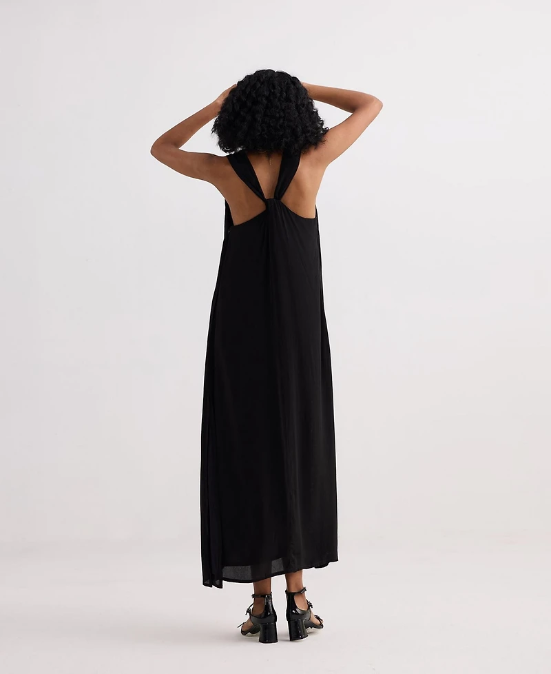 Crossed Chic Sleeveless Maxi Dress Black