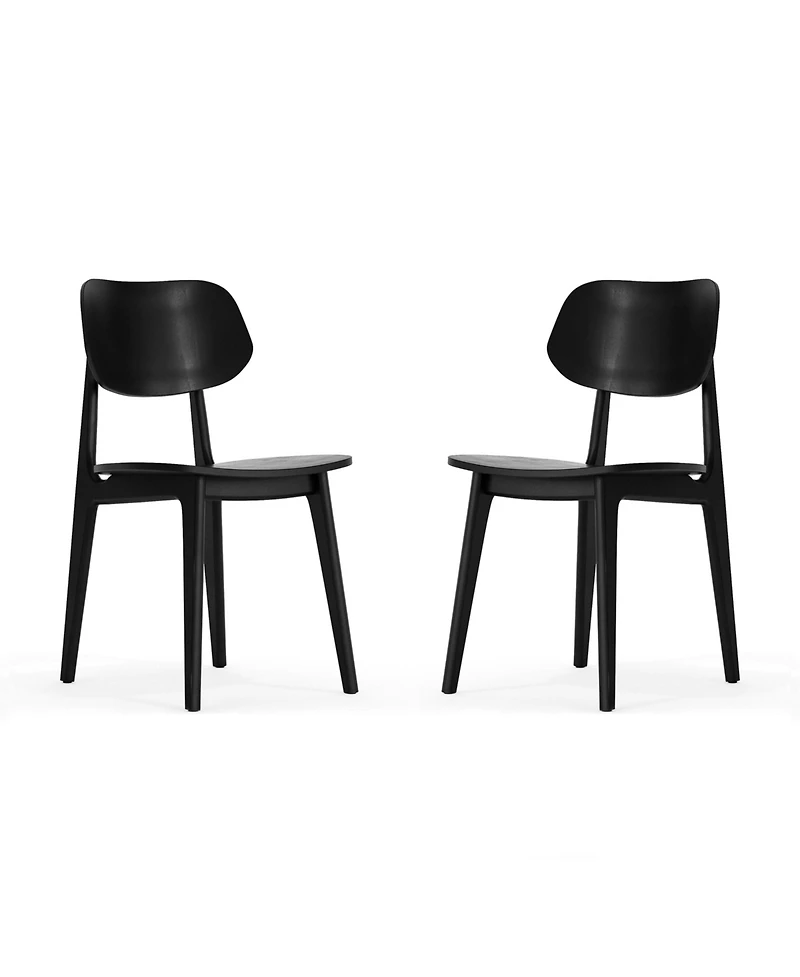 Emma+Oliver Gentry Set Of 2 Solid Wood Dining Chairs With Curved Oval Backrests