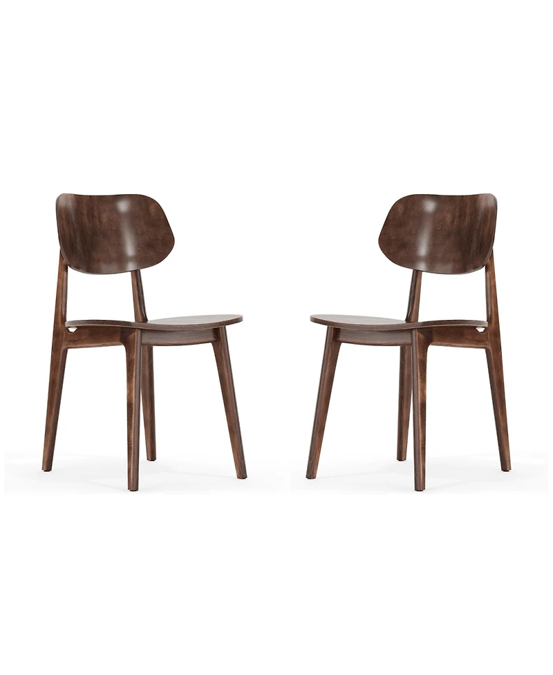 Emma+Oliver Gentry Set Of 2 Solid Wood Dining Chairs With Curved Oval Backrests