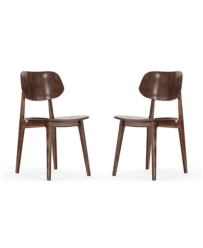 Emma+Oliver Gentry Set Of 2 Solid Wood Dining Chairs With Curved Oval Backrests