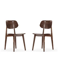 Emma+Oliver Gentry Set Of 2 Solid Wood Dining Chairs With Curved Oval Backrests
