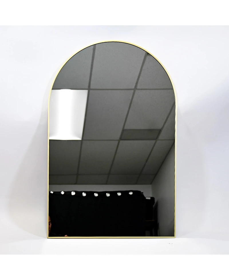 Homlux Arched Wall Mounted Mirror 24"x36" in Gold