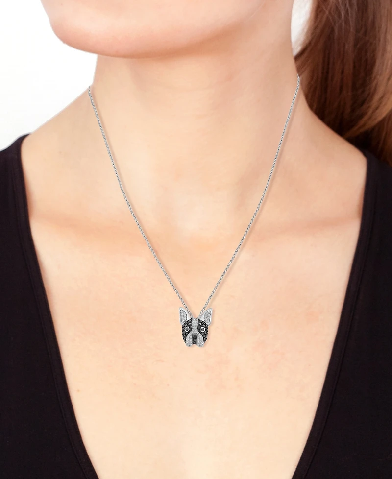 Effy White Diamond (1/5 ct. t.w.) & Black Diamond (1/4 ct. t.w.) Pendant 18" Necklace in 14k White Gold