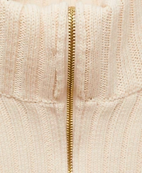 Mango Women's Zipper Detail Combined Ribbed Sweater