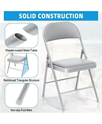 6-Pack Folding Chair Set with Vinyl Padded Seat for Outdoor & Indoor
