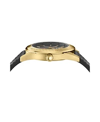 Versace Men's V-Code Ip Yellow Gold Stainless Steel and Leather Strap Watch, 42mm