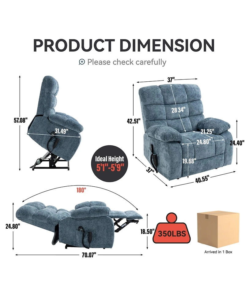 Mondawe Lift Recliner Chair Heat Massage Dual Motor Infinite