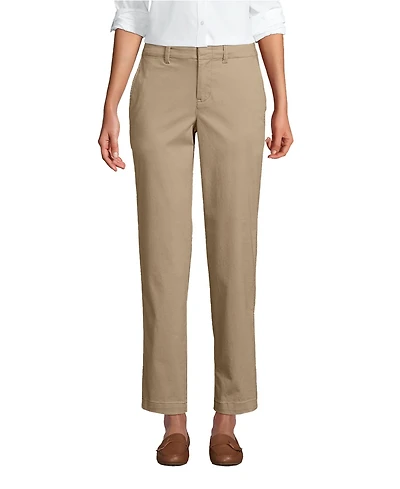 Lands' End Women's Mid Rise Classic Straight Leg Chino Ankle Pants