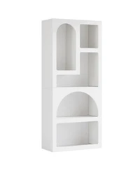 Tribesigns 70" Tall Geometric Bookshelf, White Arched Bookcase with 5 Irregular Storage Shelves, Modern Open Art Decor Display Shelf Free-Standing for