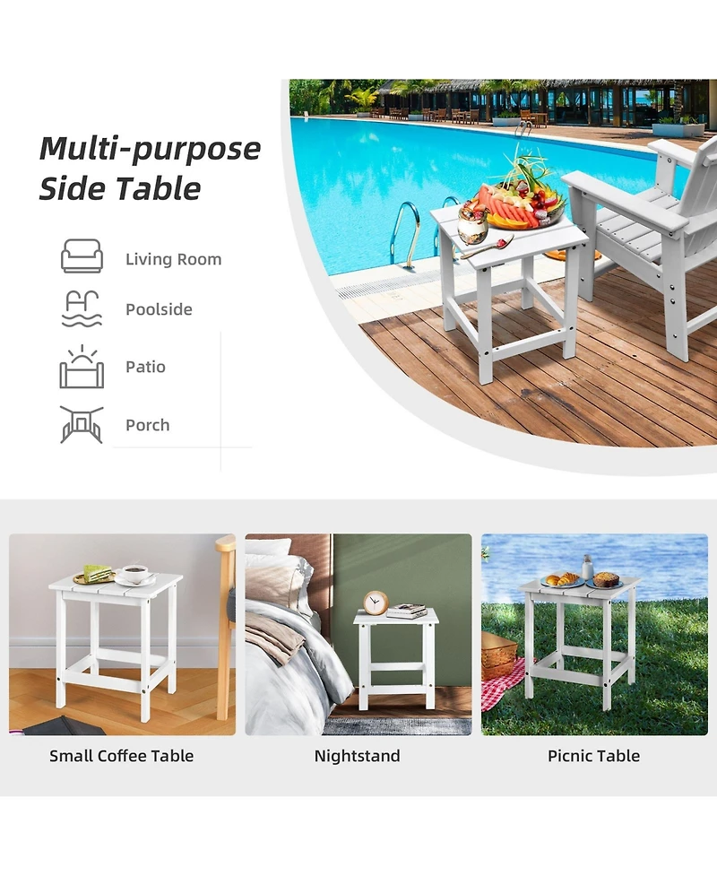 Gouun 15 Inch Patio Square Wooden Slat End Side Table for Garden