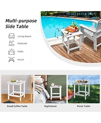 Gouun 15 Inch Patio Square Wooden Slat End Side Table for Garden