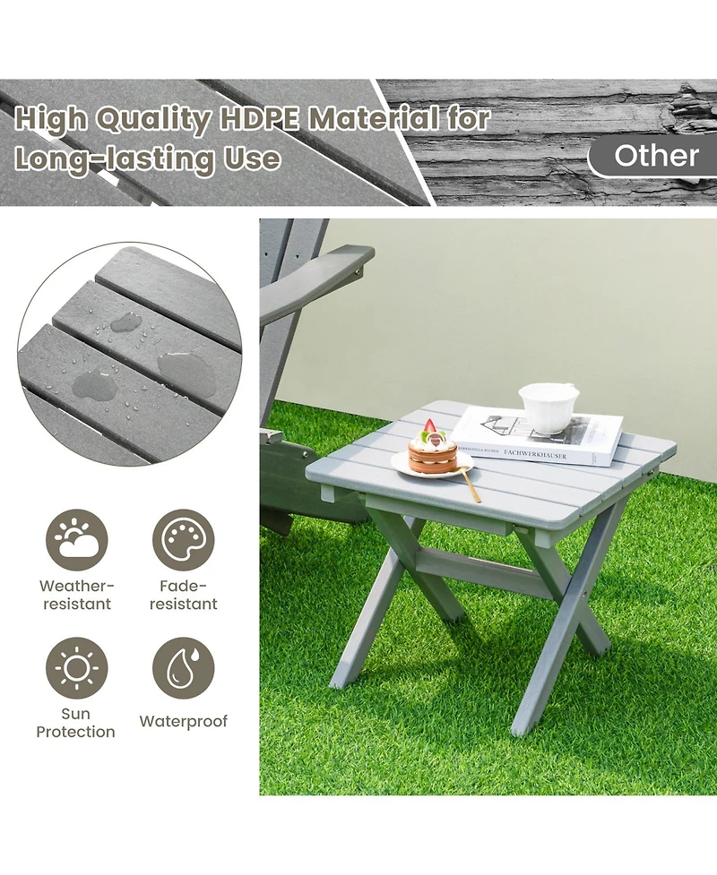 Gouun Outdoor Folding Side Table Foldable Weather-Resistant Hdpe Adirondack Table