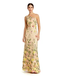 Mac Duggal Women's One Shoulder Lace Embroidered Gown
