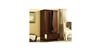Closet Armoire with Garment Rod & Drawer – Clothing Wardrobe Cabinet for Bedroom, Entryway, or Guest Room