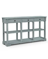 Gouun 58 Inch Retro Console Table with 3 Drawers and Open Shelves Rectangular Entryway Table