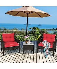 Slickblue 3-Piece Pe Rattan Outdoor Dining Patio Furniture Set with Cushions