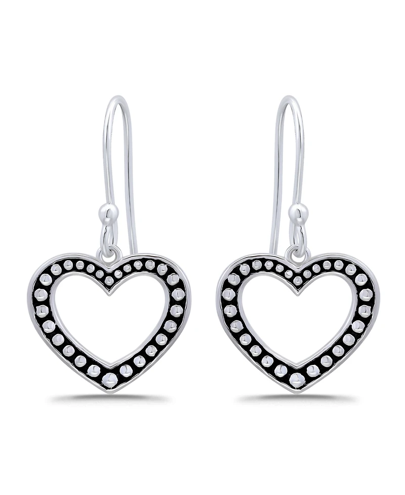 Macy's Oxidized Beaded Open-Heart Fishhook Earrings