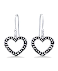 Macy's Oxidized Beaded Open-Heart Fishhook Earrings