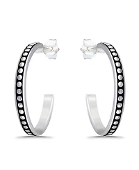 Macy's Oxidized Beaded Round Half Hoop Earrings