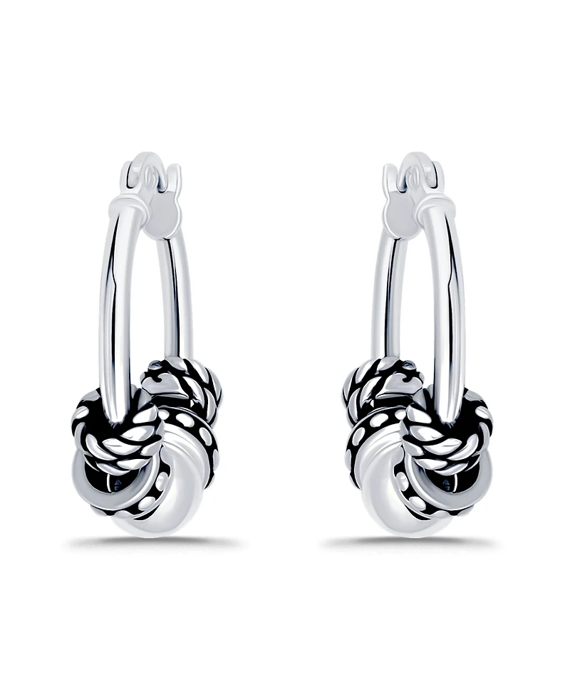 Macy's Oxidized Beads Oval Click Top Hoop Earrings