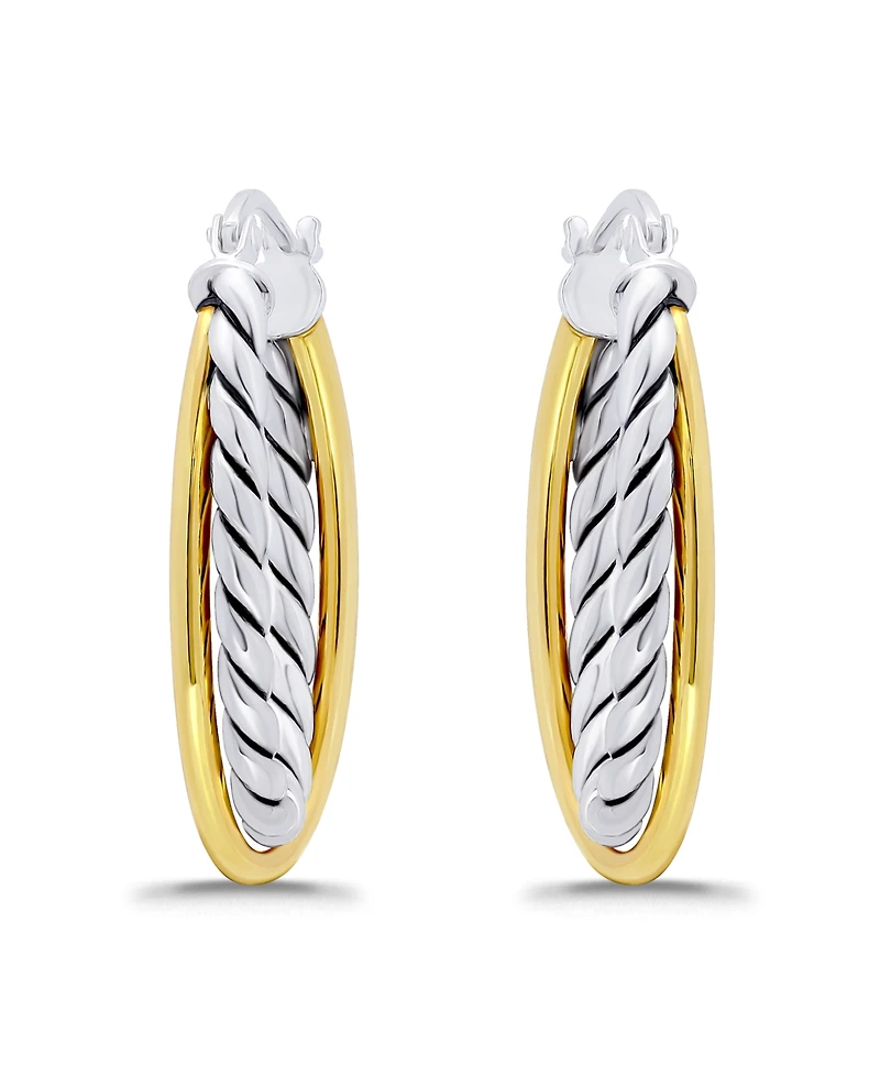 Macy's Oxidized Oval Two Row Polish Tubing Click Top Hoop Earrings