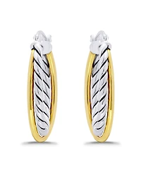 Macy's Oxidized Oval Two Row Polish Tubing Click Top Hoop Earrings