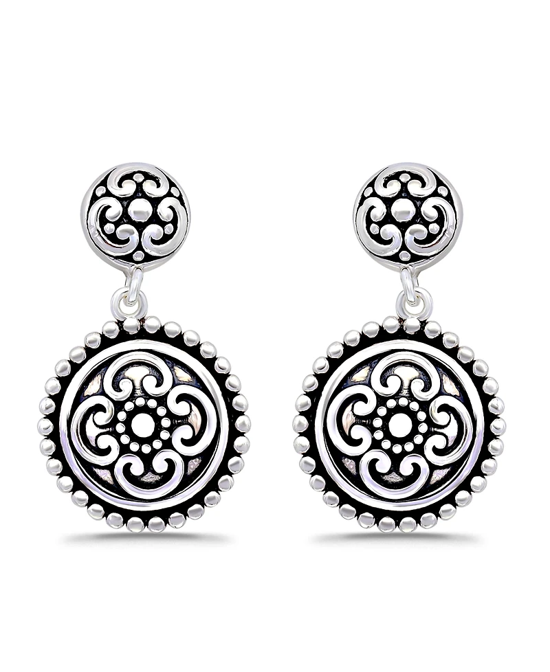 Macy's Oxidized Round Celtic Style Post Drop Earrings