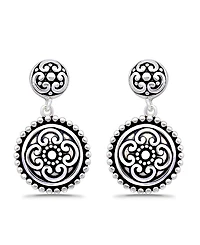 Macy's Oxidized Round Celtic Style Post Drop Earrings