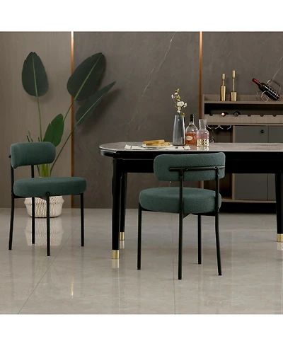 Dyhome Kitchen Chairs Mid-Century Modern Dining Set of 2, Room Chairs, Boucle Upholstered Wishbone Chair