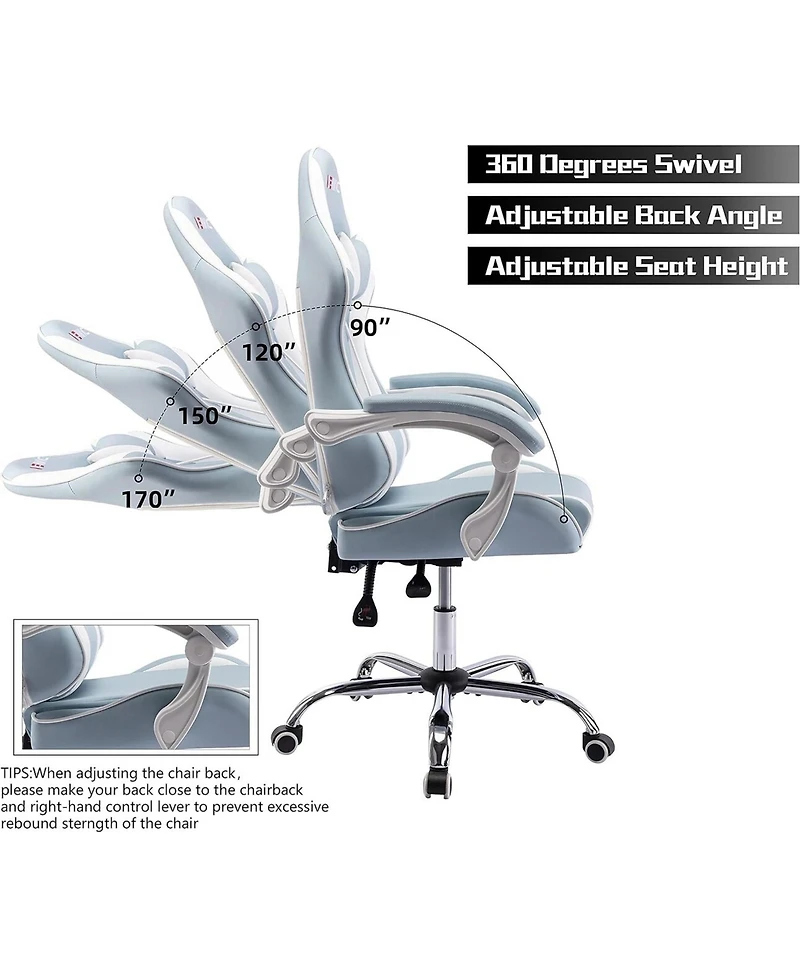 Dyhome Adjustable Reclining Ergonomic Faux Leather Swiveling Pc & Racing Game Chair