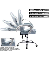 Dyhome Adjustable Reclining Ergonomic Faux Leather Swiveling Pc & Racing Game Chair