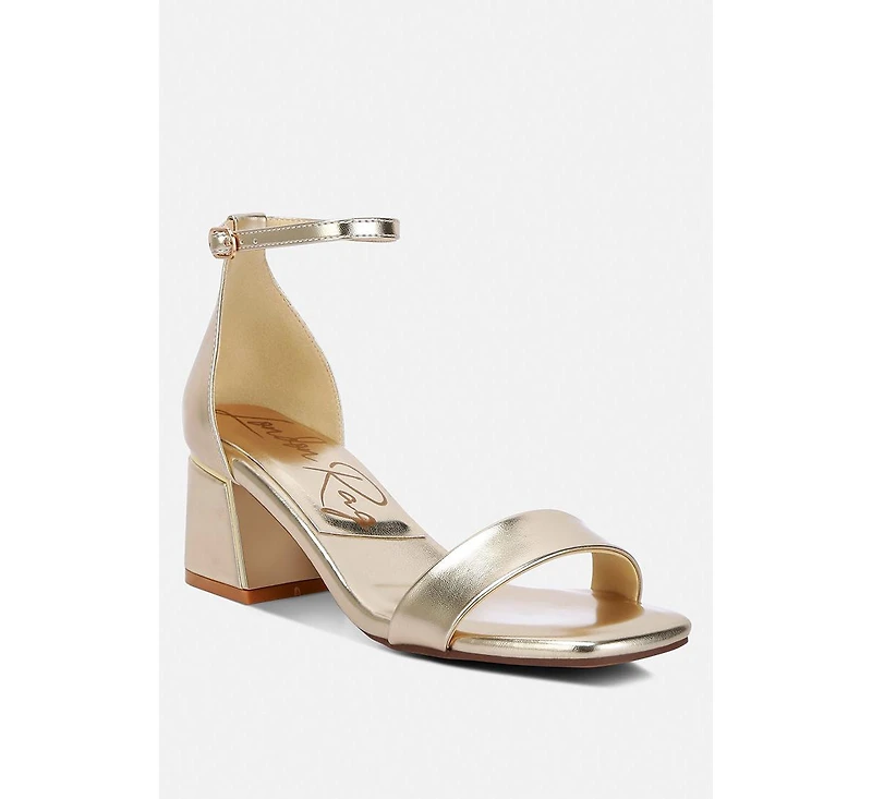 Makena Metallic Block Heel Sandals