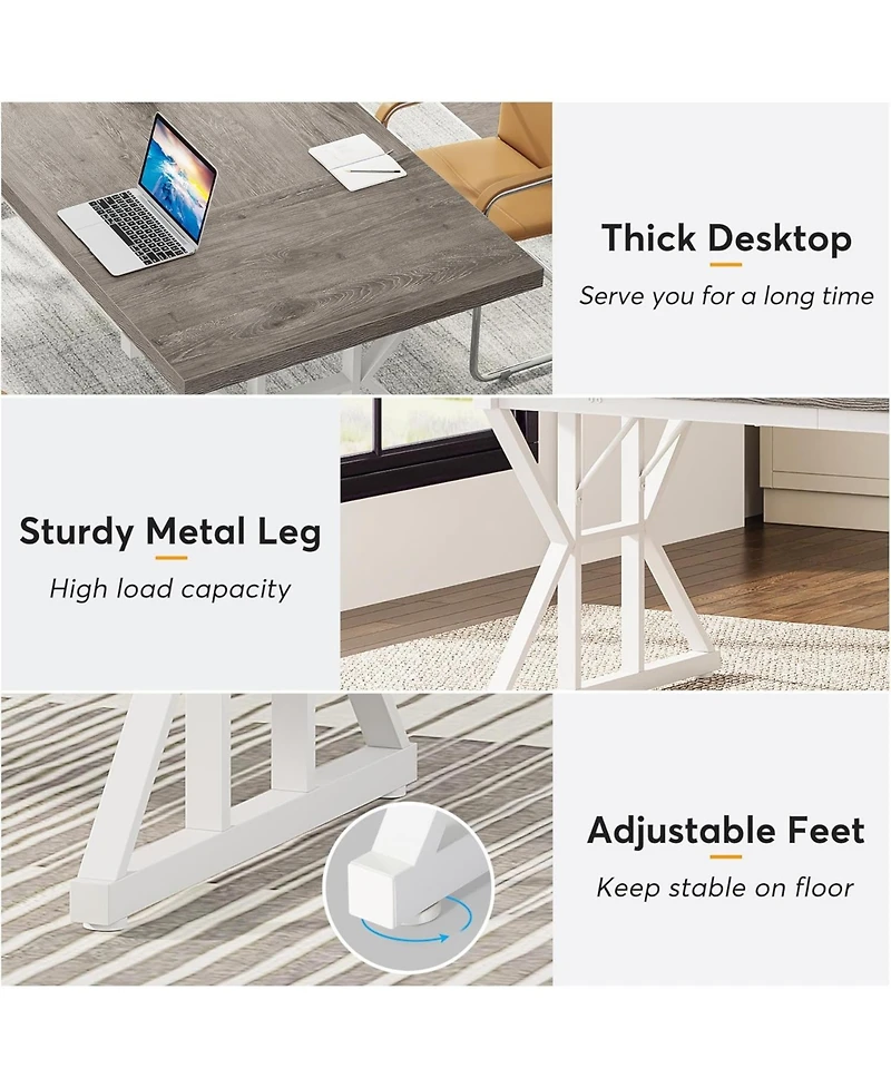 Tribesigns 70.8-Inch Executive Desk, Large Computer Office Desk Workstation, Modern Simple Style Laptop Study Writing Table Business Furniture fo