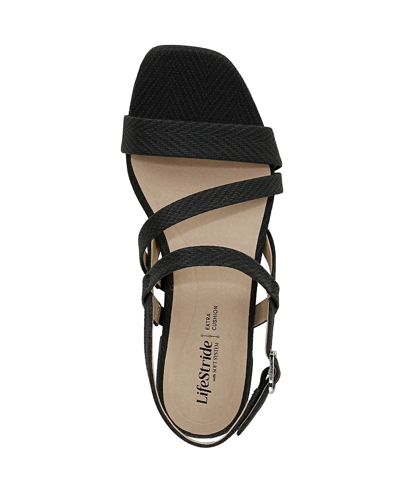LifeStride Women's Janet Square Open Toe Slingback Dress Sandals