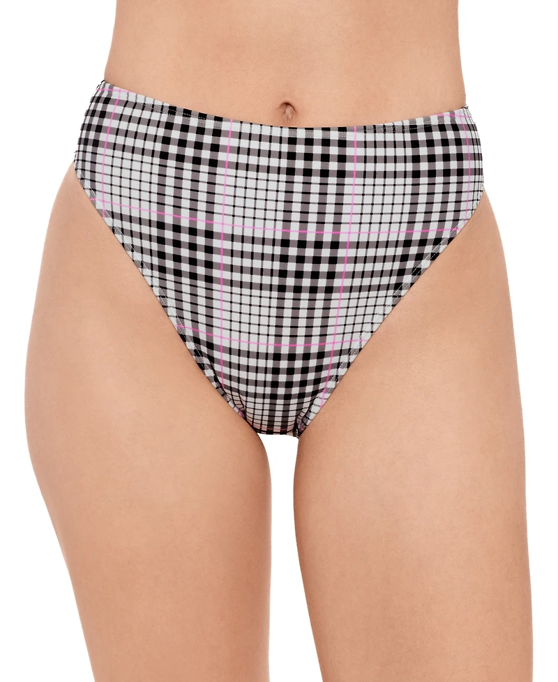 Salt + Cove Juniors' Plaid High-Waist Bikini Bottoms, Exclusively at Macy's