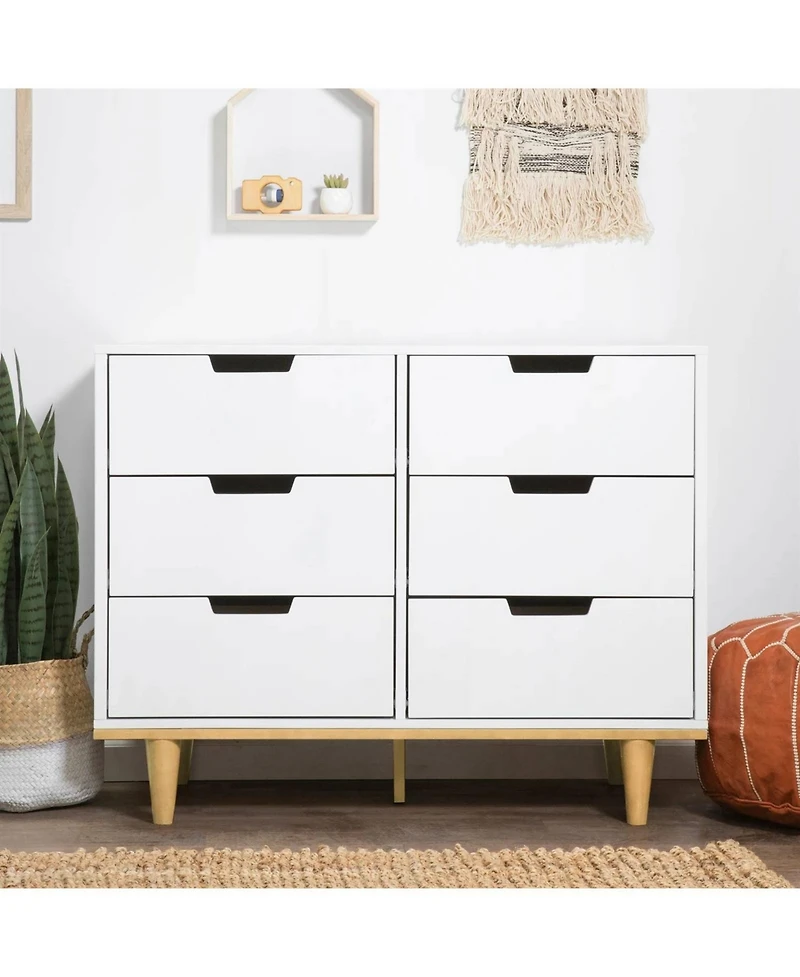 Slickblue Modern Mid-Century Style 6-Drawer Double Dresser
